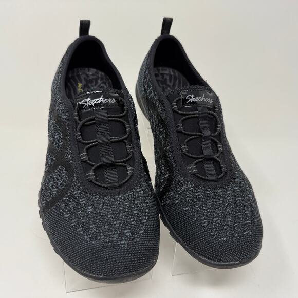 Skechers Breathe Easy Slip Ons Relaxed Fit Womens Sz 7 1/2 Black Sporty - Picture 4 of 16